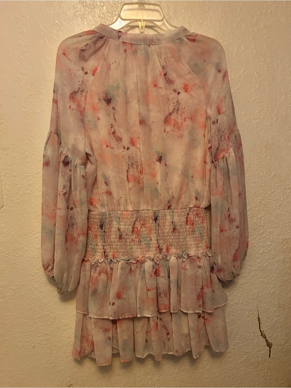 JULIA JAMES pink floral balloon sleeves mini dress